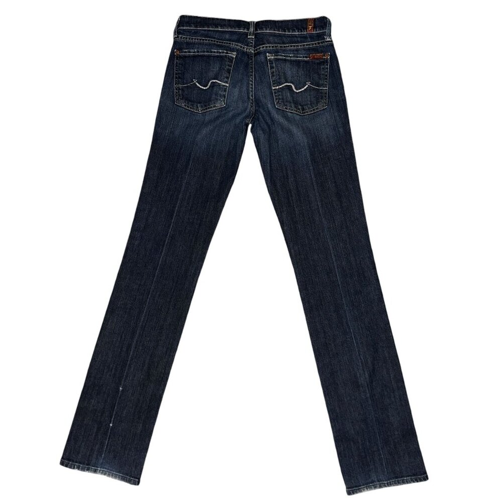 7 For All Mankind 7FAM Straight Leg Jeans Womens 27 33 Medium Wash Embroidered - Picture 5 of 8